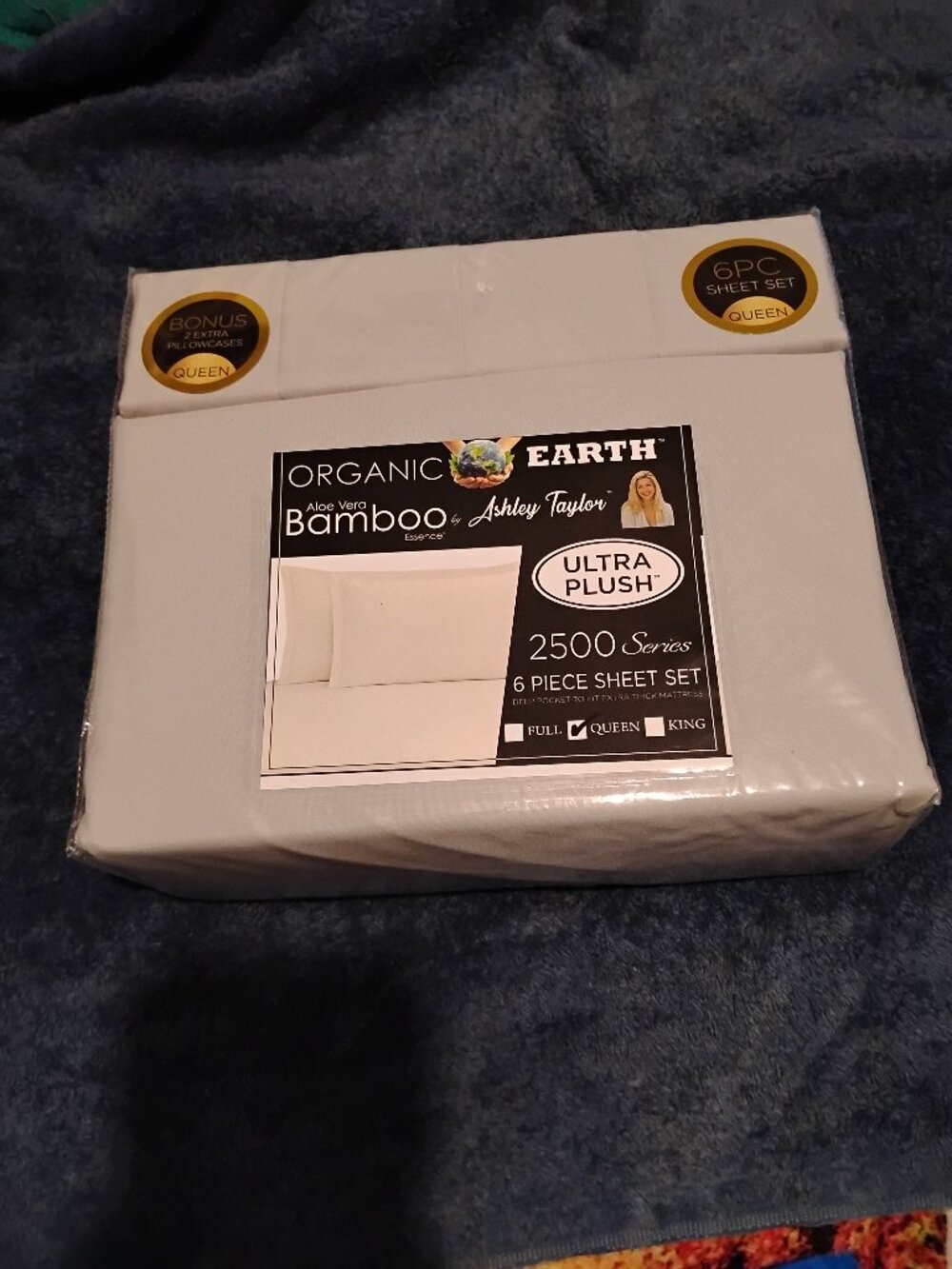 Organic Earth Bamboo Aloe Vera Essence 6PC Ashley Taylor Queen Sheet Set New